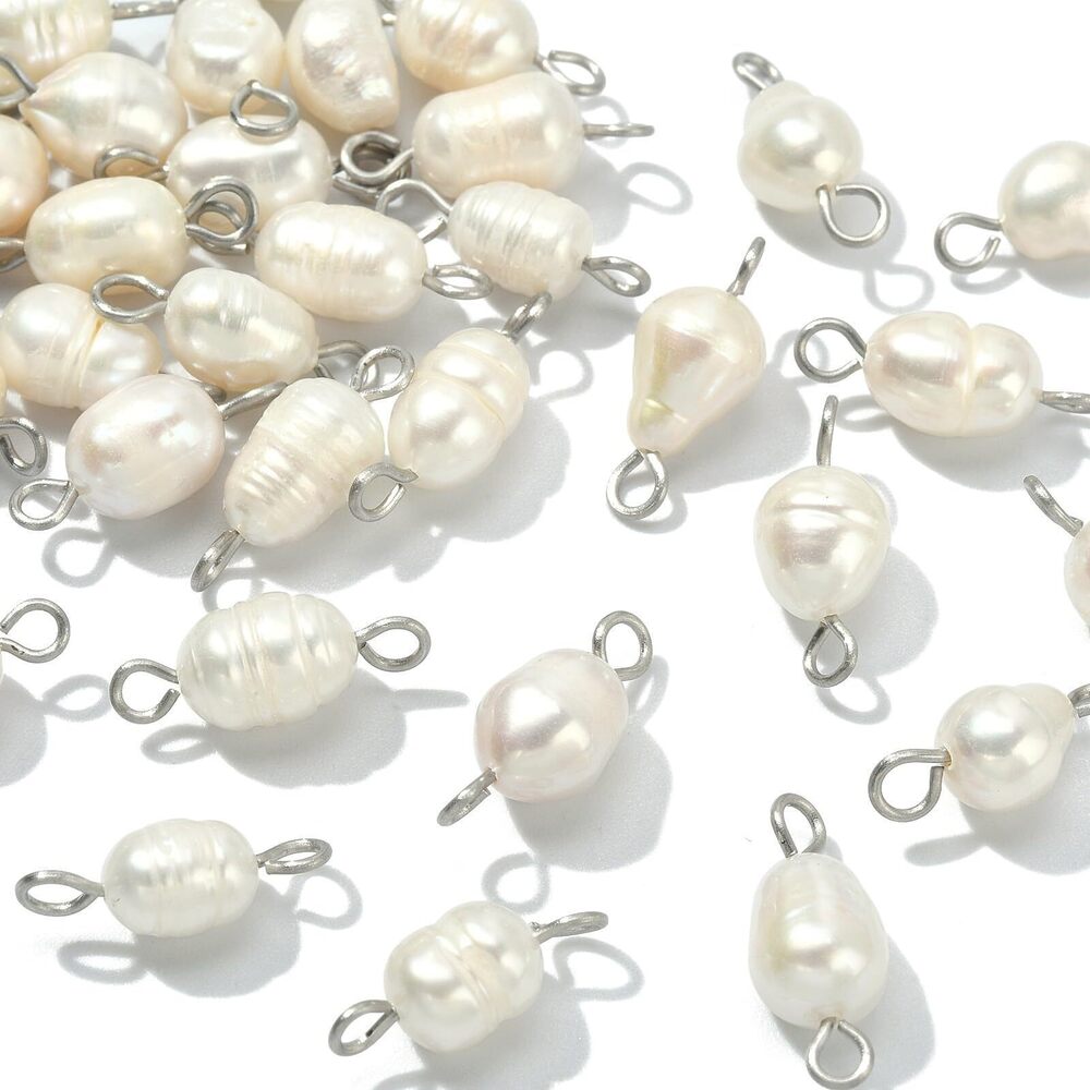 3142 100 Pcs Natural Cultured Freshwater Pearl Bead Links Charms